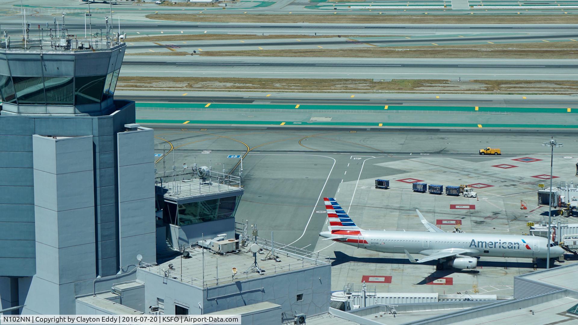 N102NN, 2013 Airbus A321-231 C/N 5860, Shot from new tower at SFO. 2016.