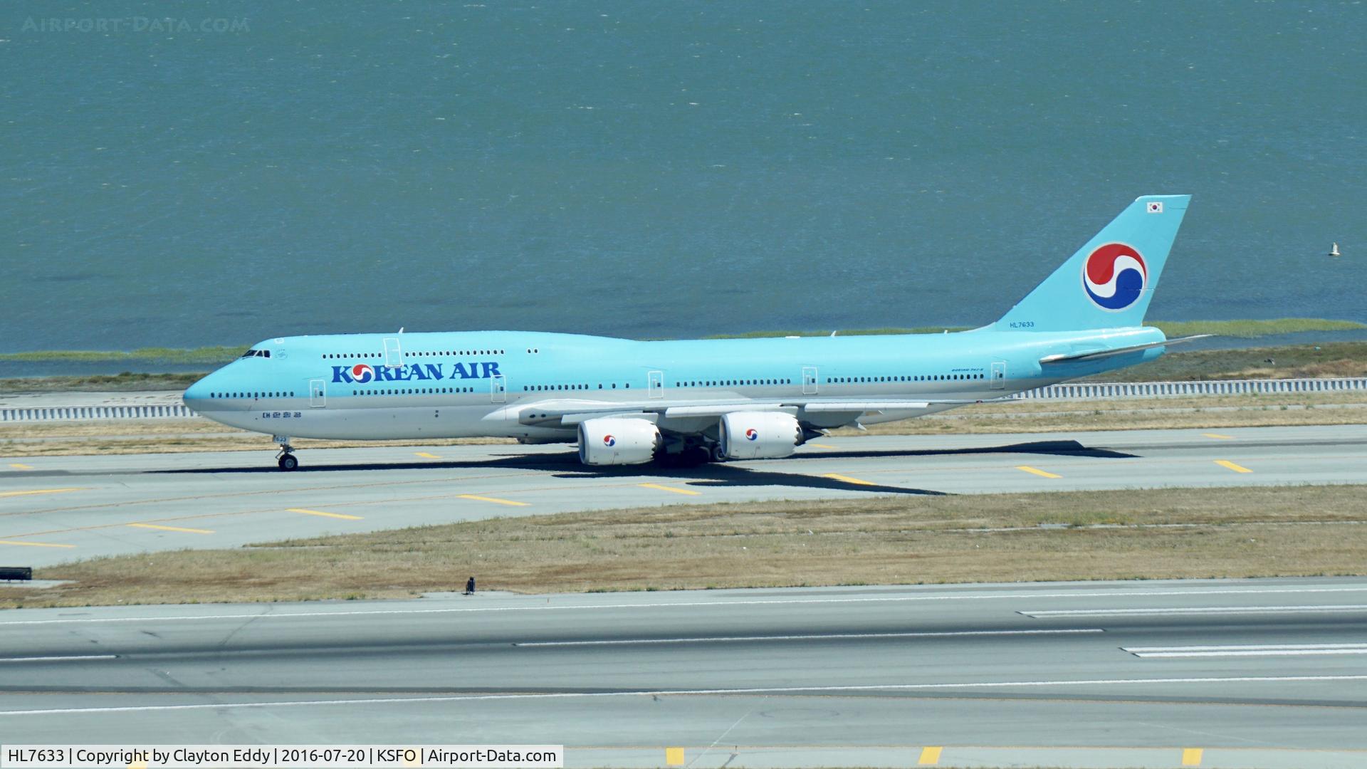 HL7633, 2015 Boeing 747-8B5 C/N 40908, Shot taken from new control tower at SFO. 2016.