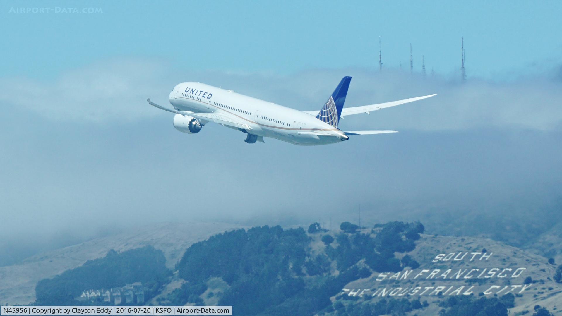 N45956, 2015 Boeing 787-9 Dreamliner C/N 40918, Shot taken from new SFO tower. 2016.