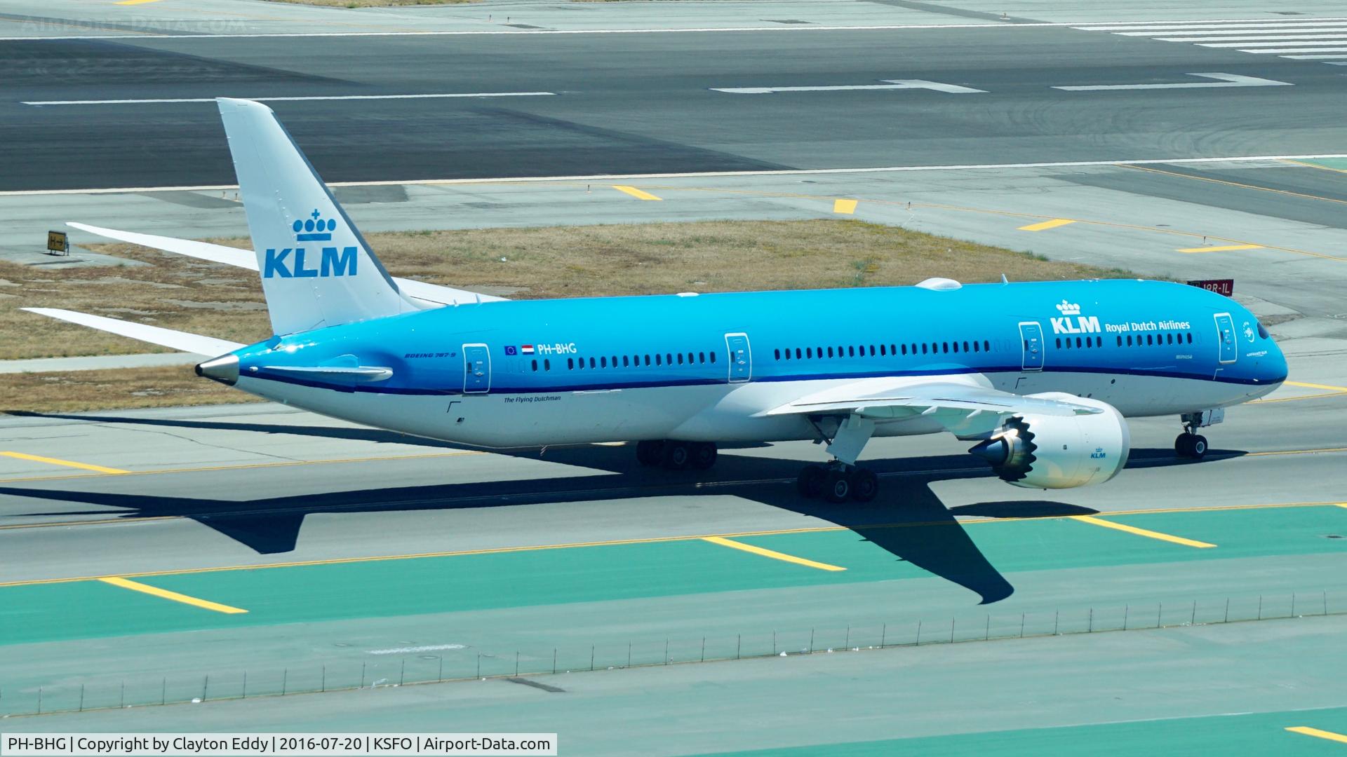 PH-BHG, 2016 Boeing 787-9 Dreamliner C/N 38766, Shot taken from new control tower at SFO. 07-16.