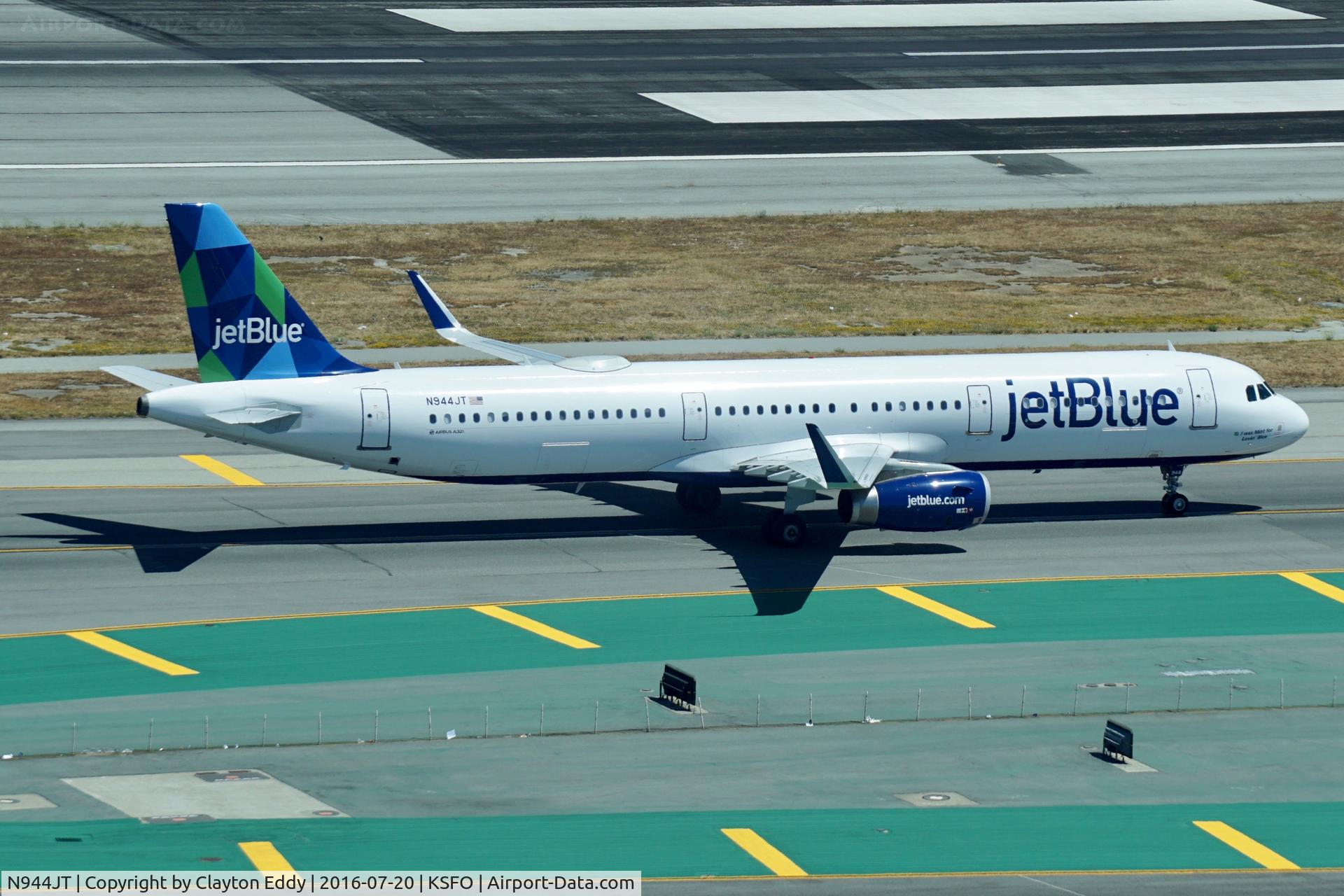 N944JT, 2014 Airbus A321-231 C/N 6359, Shot taken from the new tower at SFO. 2016.
