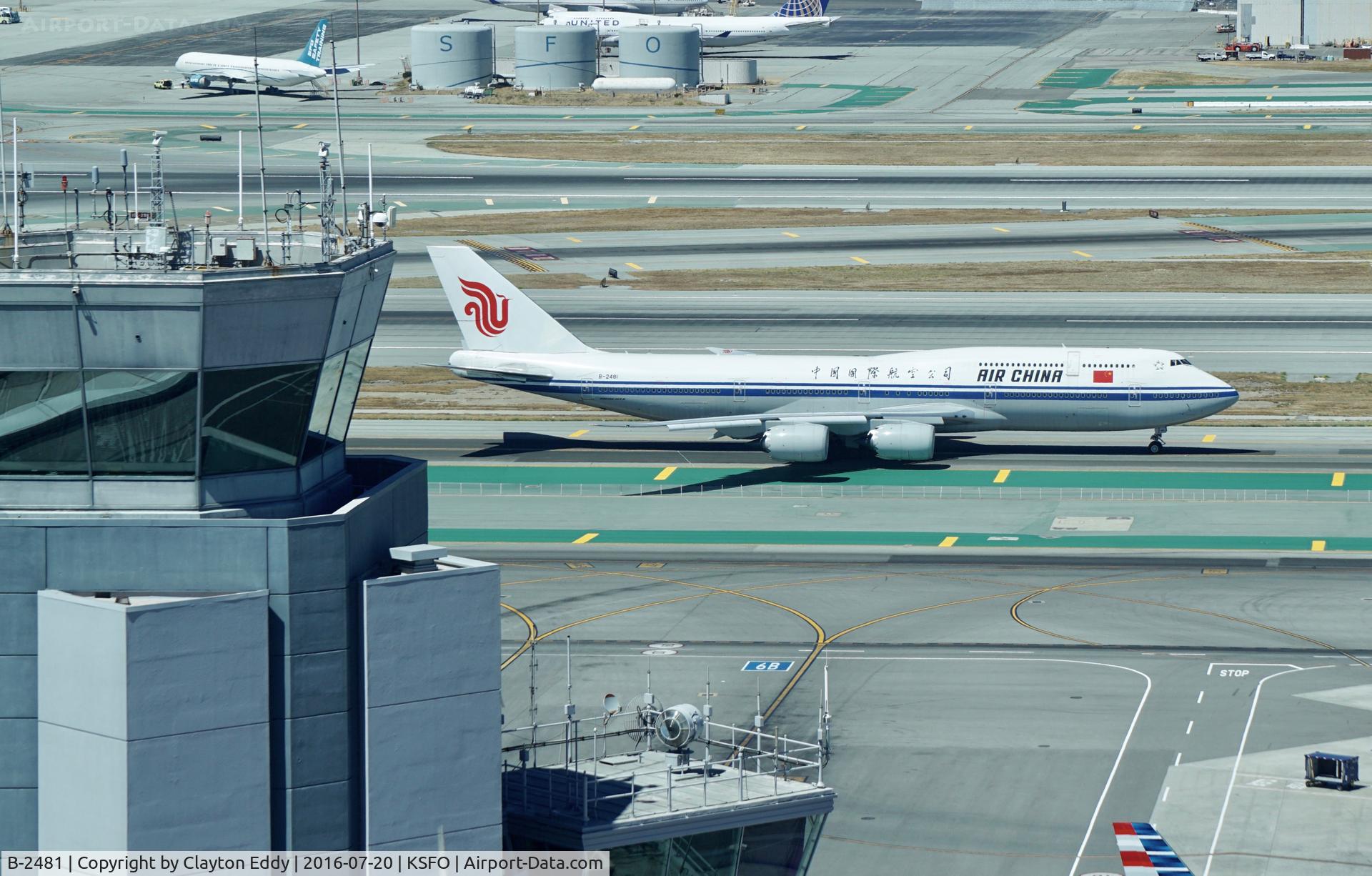 B-2481, 2015 Boeing 747-89L C/N 41847, Shot from the new control tower at SFO. 2016.