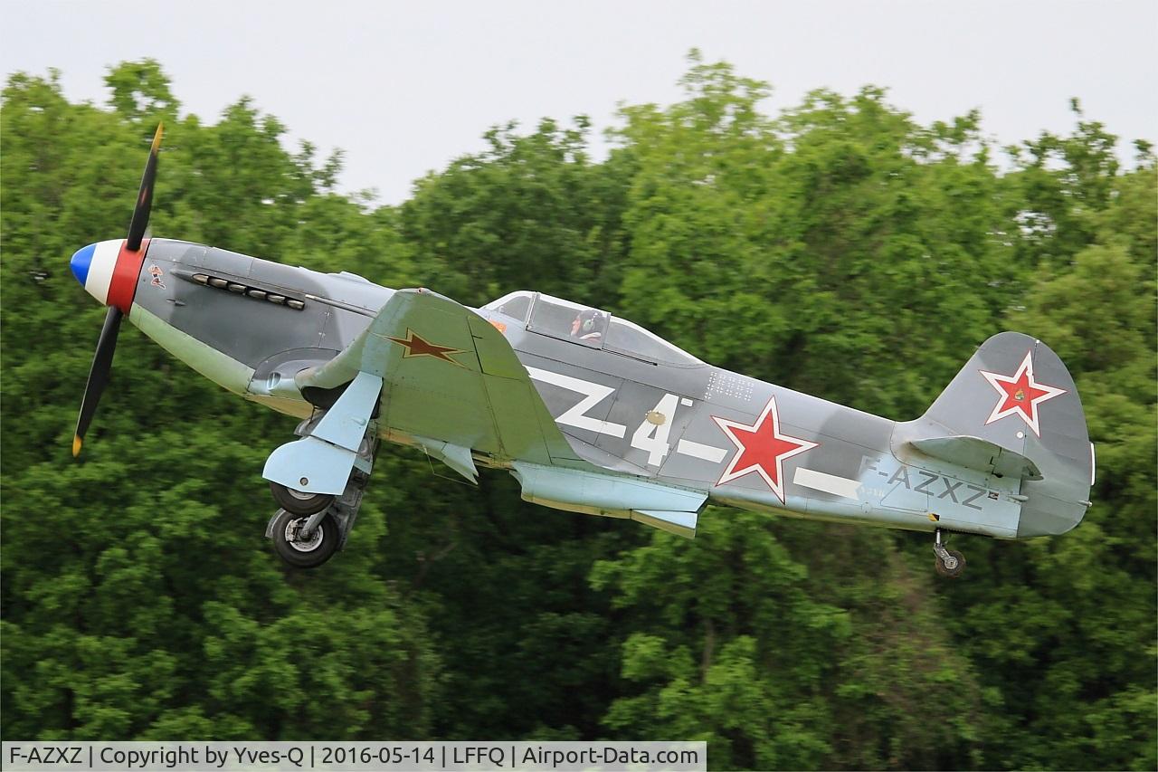 F-AZXZ, 1944 Yakovlev Yak-3UA Replica C/N Y337, Yakovlev YAK-3UA Replica, Take off rwy 28, La Ferté-Alais Airfield (LFFQ) Air show 2016