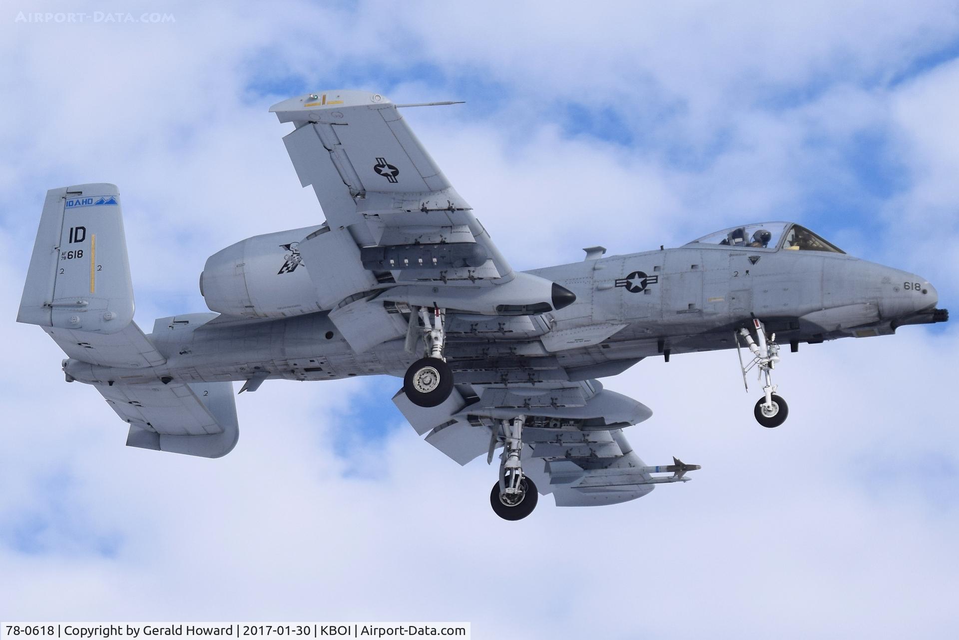 78-0618, 1978 Fairchild Republic A-10C Thunderbolt II C/N A10-0238, Landing RWY 10R. 190th Fighter Sq., Idaho ANG.