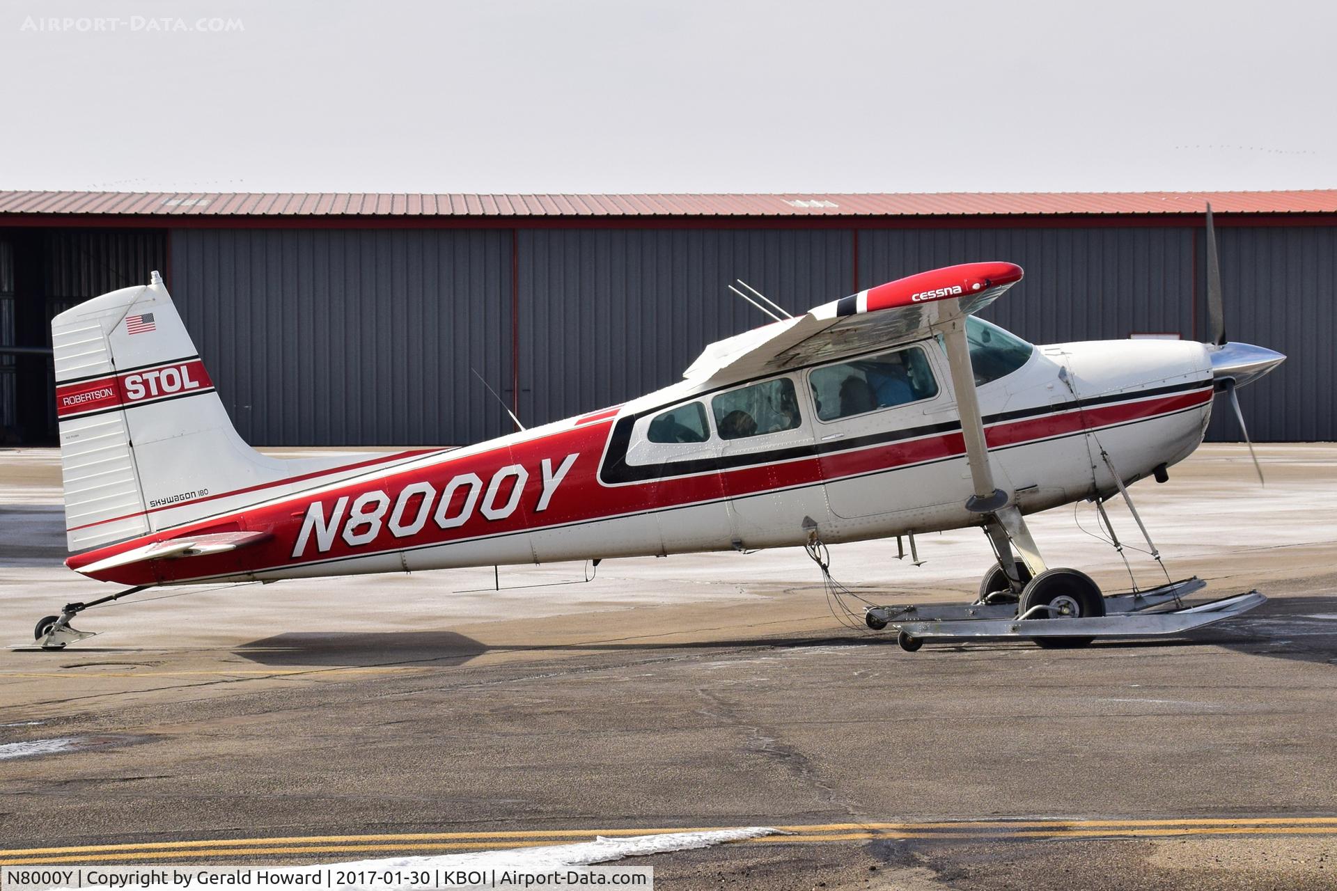 N8000Y, 1973 Cessna 180J C/N 18052391, Warming up by the old city hangars.