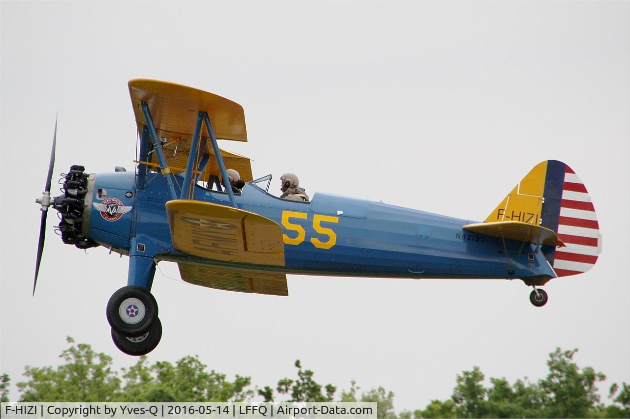 F-HIZI, 1940 Boeing A75N1 (PT-17) C/N 75-548, Boeing A75N1, Take off rwy 28, La Ferté-Alais Airfield (LFFQ) Air show 2016