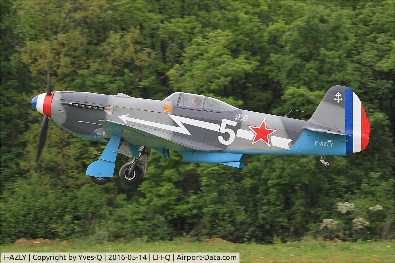 F-AZLY, Yakovlev Yak-3U C/N 172890, Yakovlev Yak-3U, Take off rwy 28, La Ferté-Alais airfield (LFFQ) Air show 2016