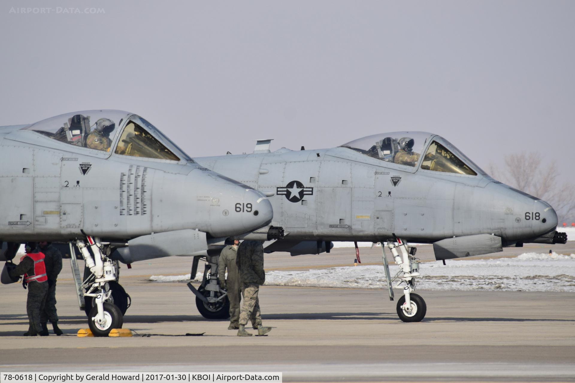 78-0618, 1978 Fairchild Republic A-10C Thunderbolt II C/N A10-0238, A-10Cs under going pre flight checks on west de arm ramp. 190th Fighter Sq., Idaho ANG.