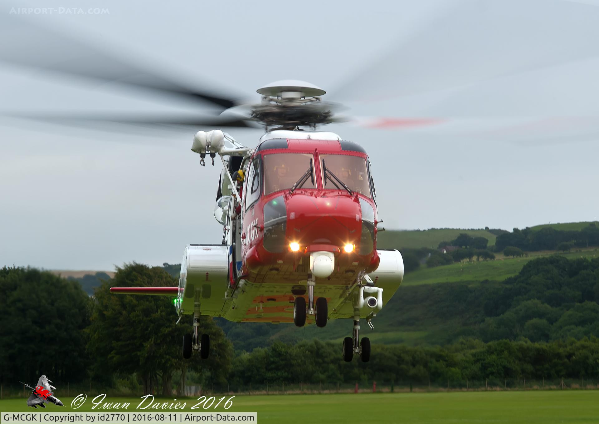 G-MCGK, 2014 Sikorsky S-92A C/N 920251, Taken when bringing a casualty to Aberystwyth Hospital