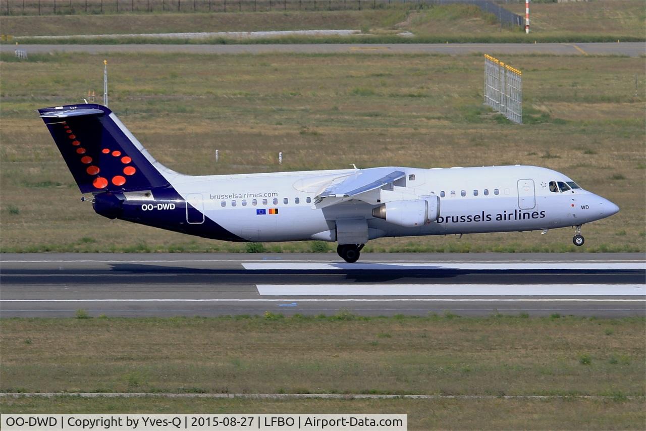 OO-DWD, 1998 British Aerospace Avro 146-RJ100 C/N E3324, British Aerospace RJ100, Landing rwy 14R, Toulouse-Blagnac Airport (LFBO-TLS)