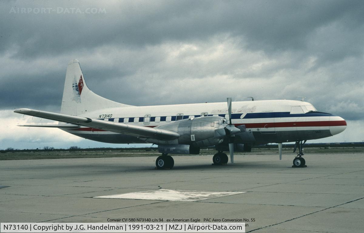 N73140, Convair 340-31 C/N 94, Converted to a CV-580 by Pacific Aeromotive.  To Bolivia 9/1991.
