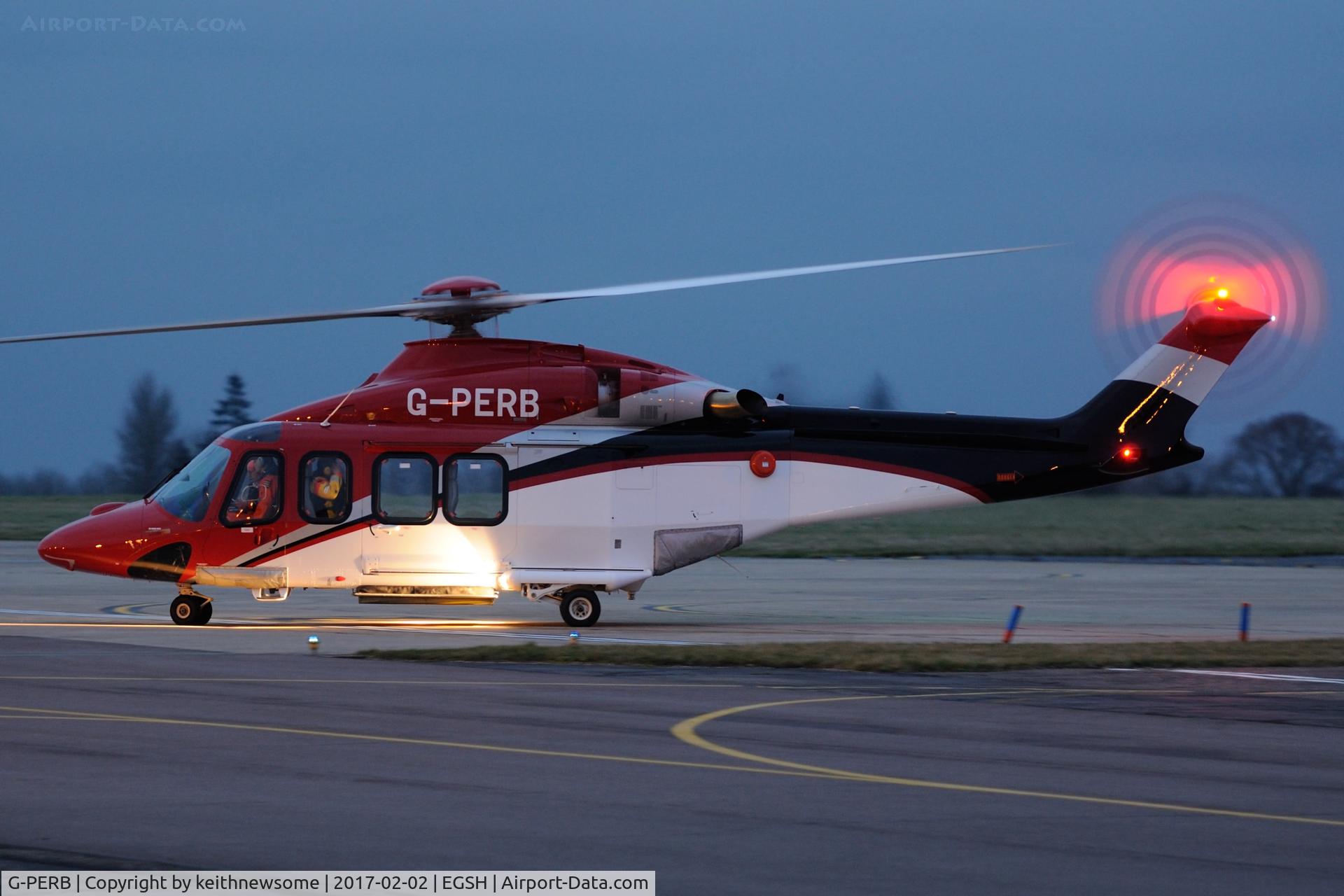 G-PERB, 2011 AgustaWestland AW-139 C/N 41261, Going offshore.
