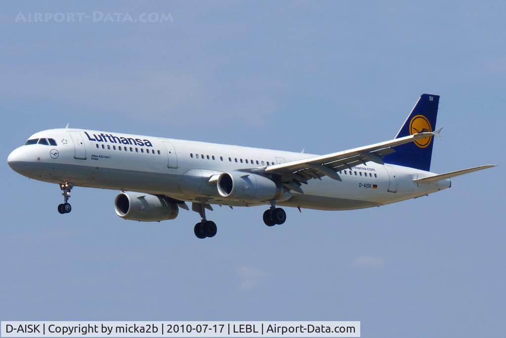 D-AISK, 2008 Airbus A321-231 C/N 3387, Landing