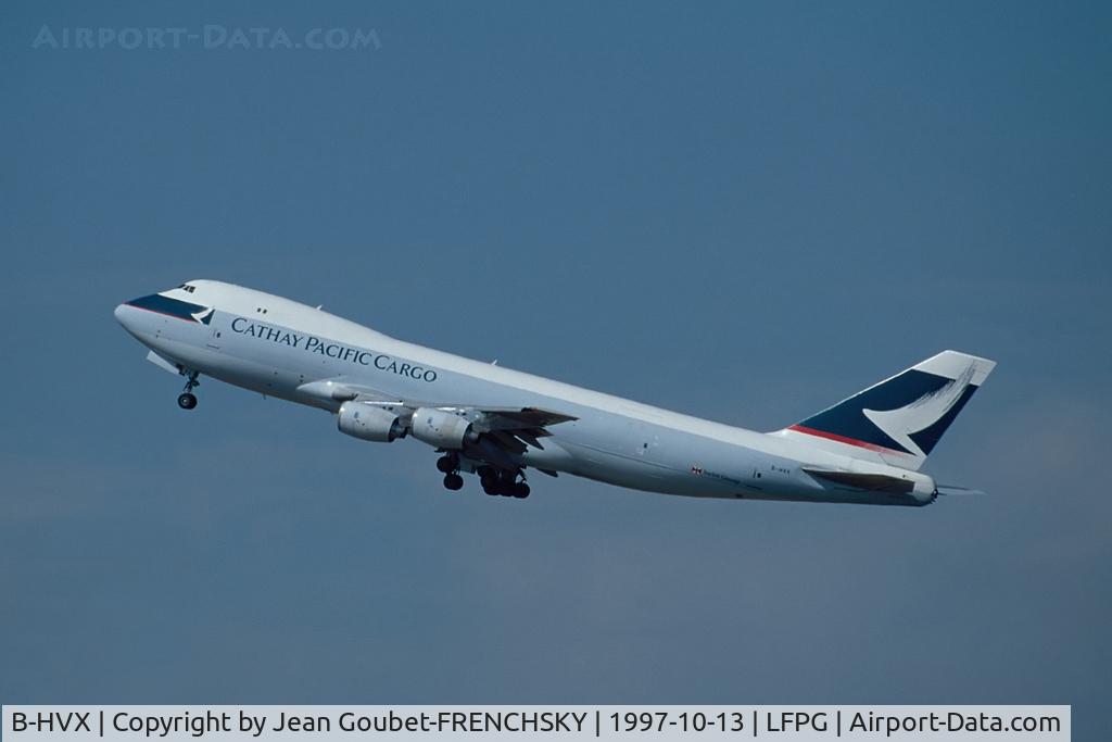 B-HVX, 1990 Boeing 747-267F/SCD C/N 24568, Cathay Pacific take off (stored 8/09 VCV)