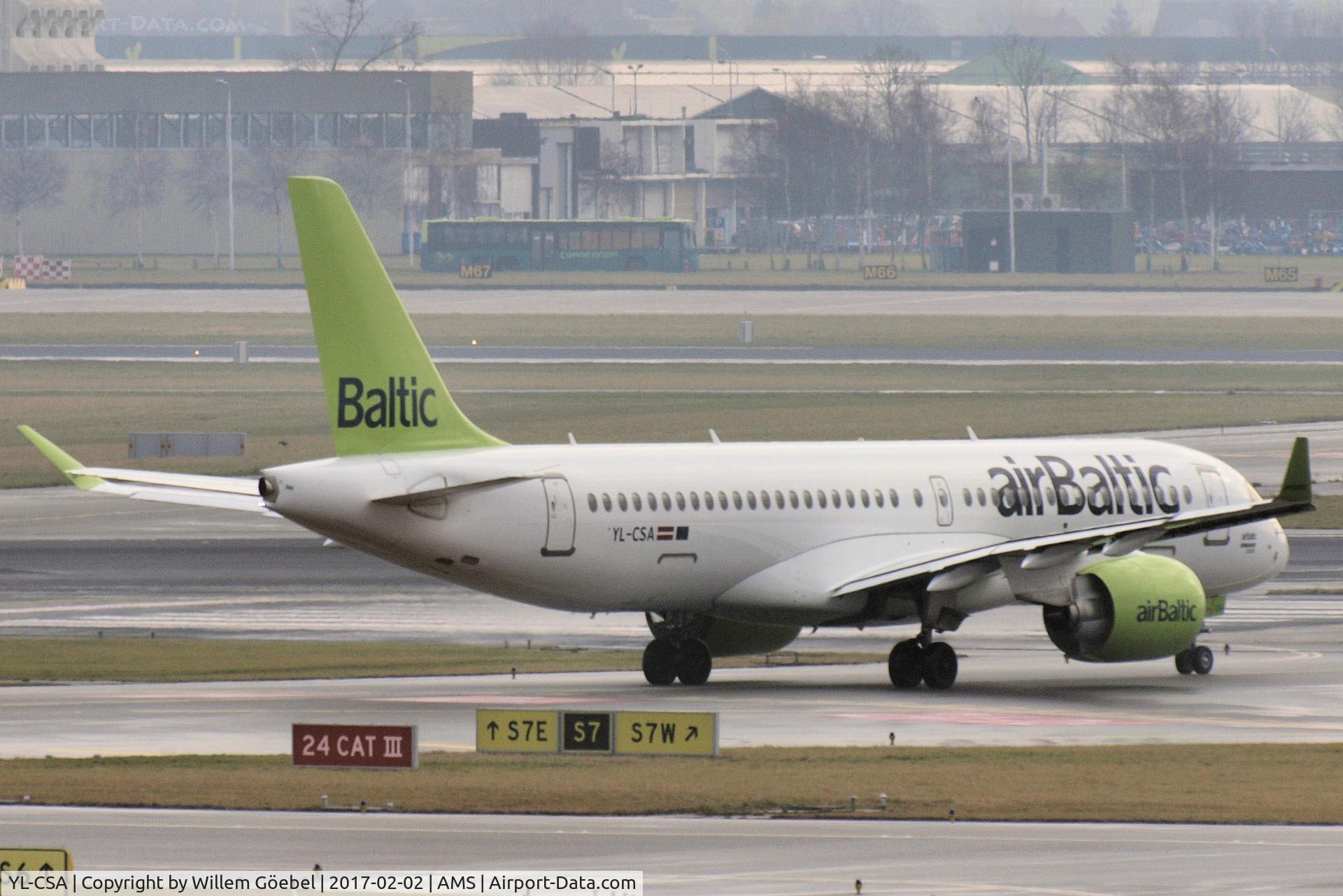 YL-CSA, 2016 Bombardier CSeries CS300 (BD-500-1A11) C/N 55003, Taxi to the runway of Schiphol Airport