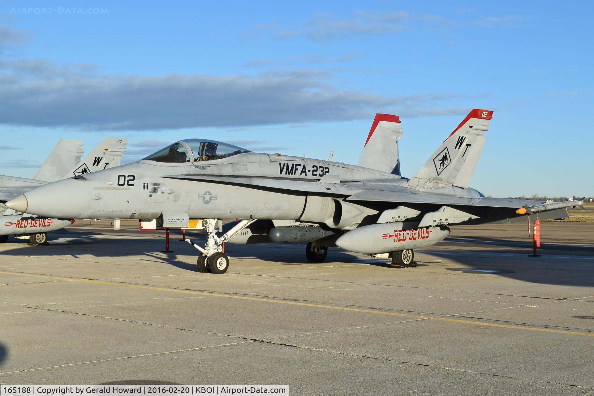 165188, McDonnell Douglas F/A-18C Hornet C/N 1323/C413, VMFA-232  “Red Devils”, MAG-11, 3rd MAW, NAS Miramar, CA.