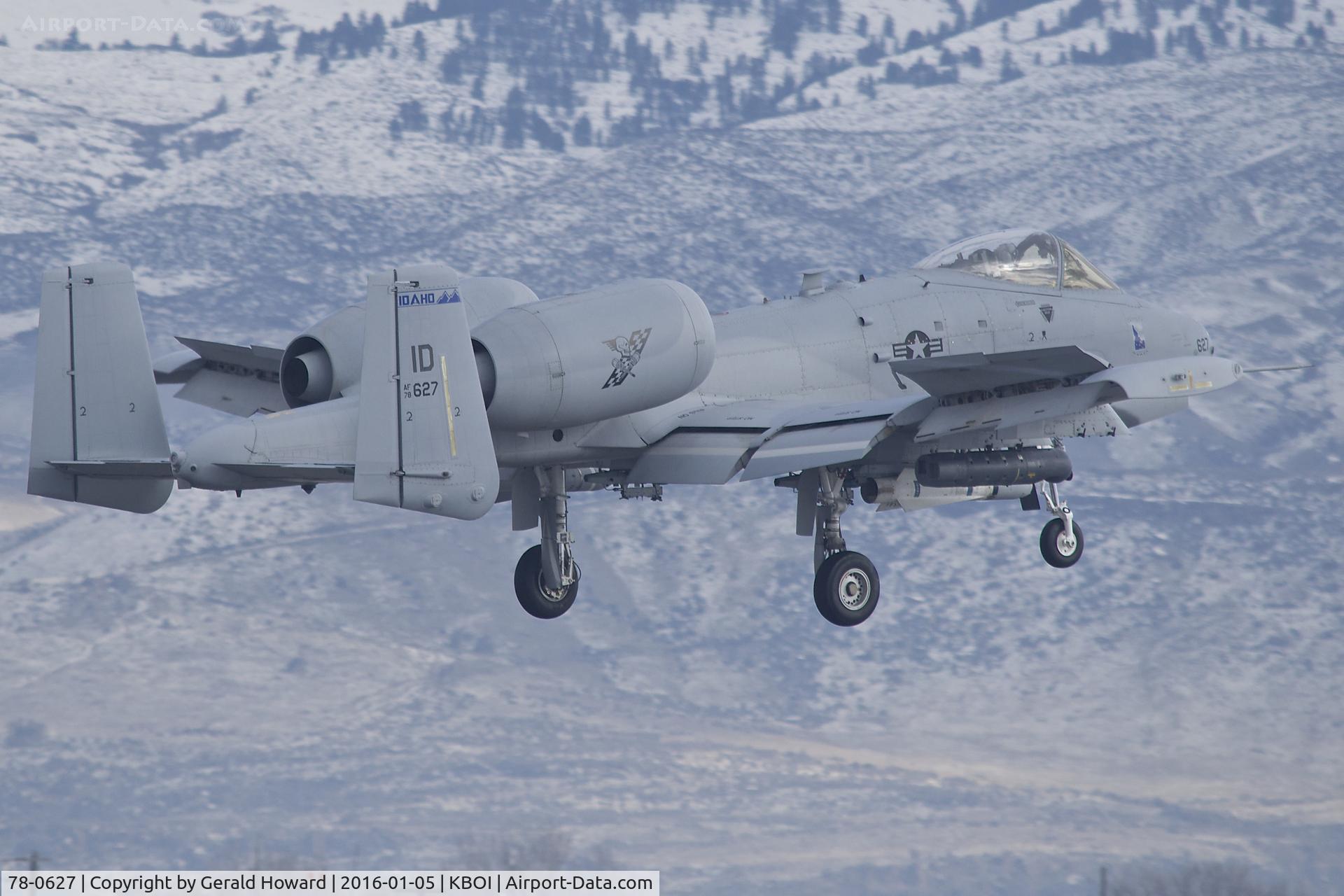 78-0627, 1978 Fairchild Republic A-10C Thunderbolt II C/N A10-0247, Landing RWY 10R.  190th Fighter Sq., Idaho ANG.