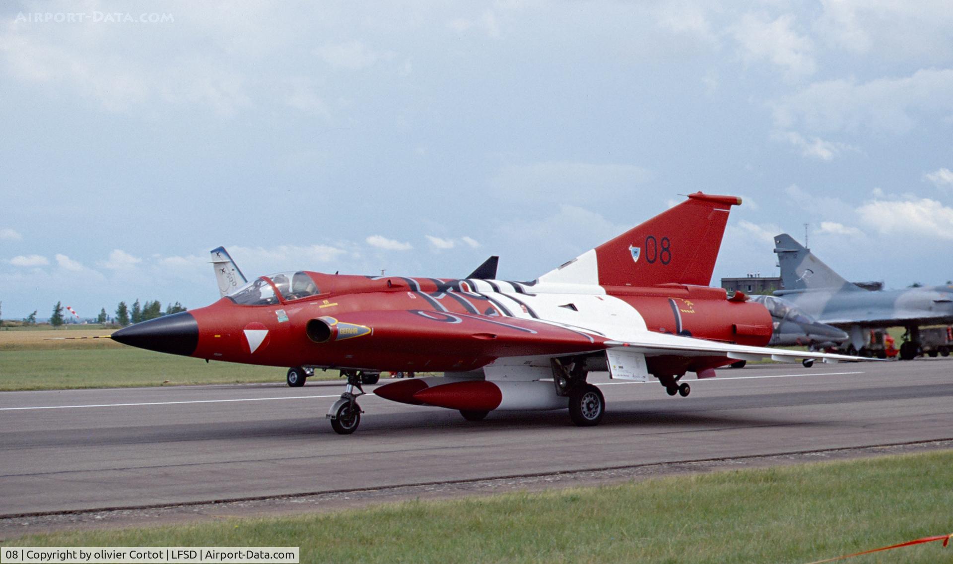 08, Saab J-35Oe MkII Draken C/N 35-1408, Dijon airbase airshow 1997