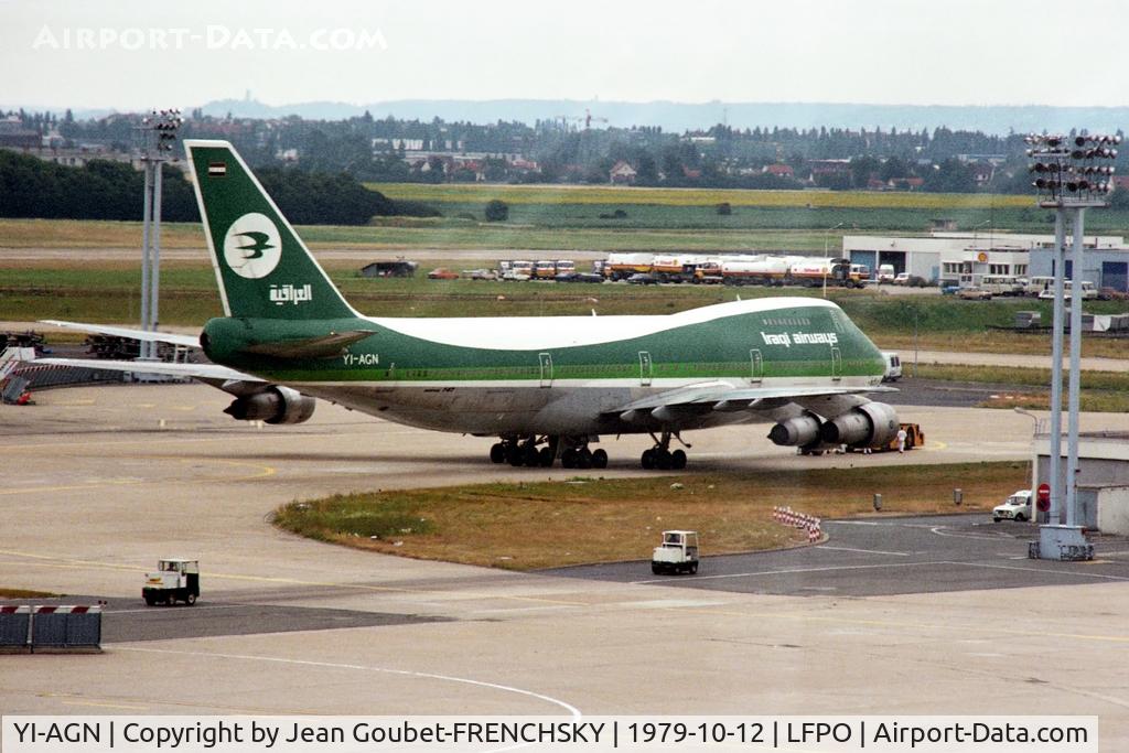 YI-AGN, 1976 Boeing 747-270C C/N 21180, Iraqi Airways Orly South