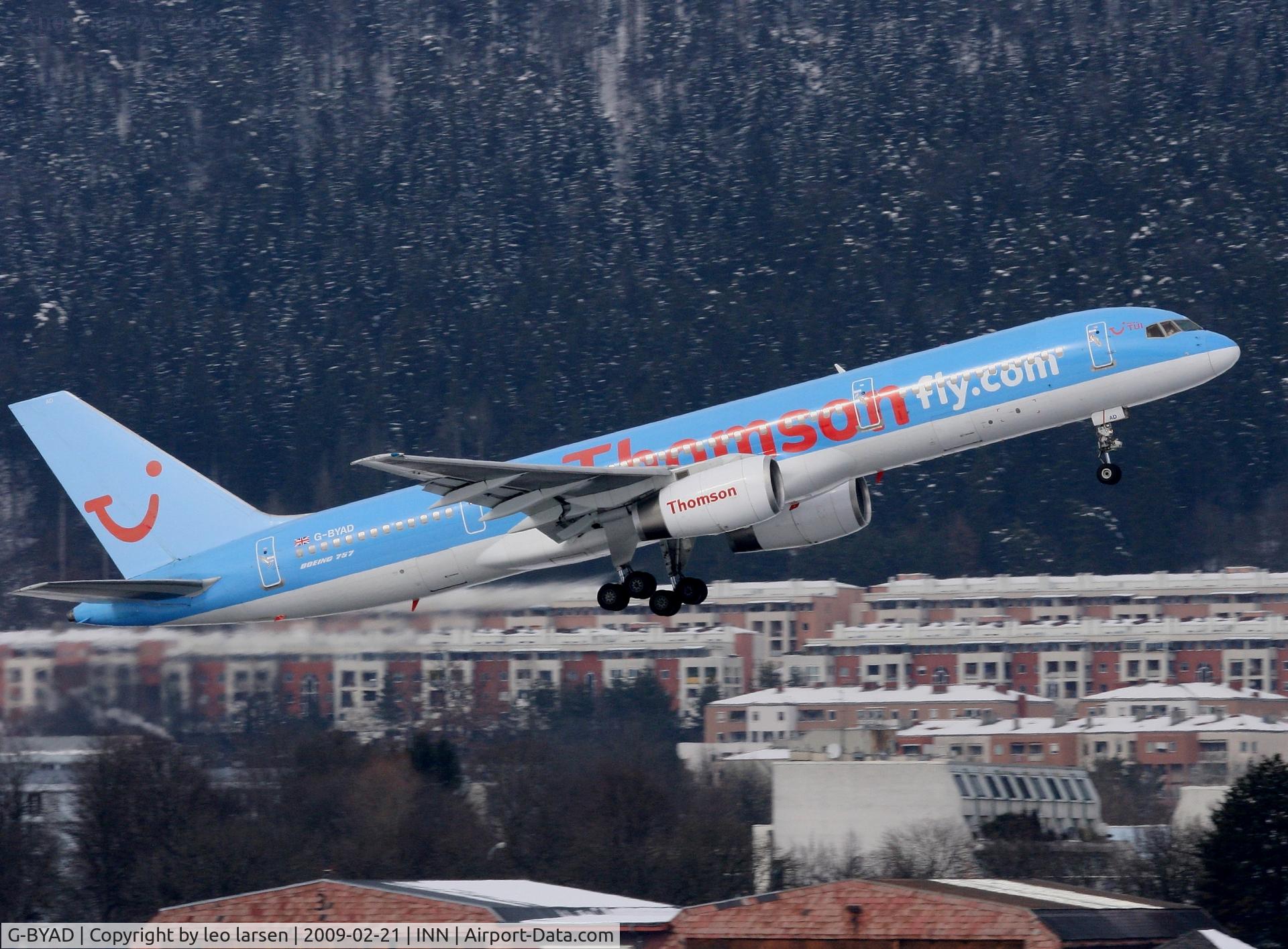 G-BYAD, 1992 Boeing 757-204 C/N 26963, Innsbruck 21.2.2009