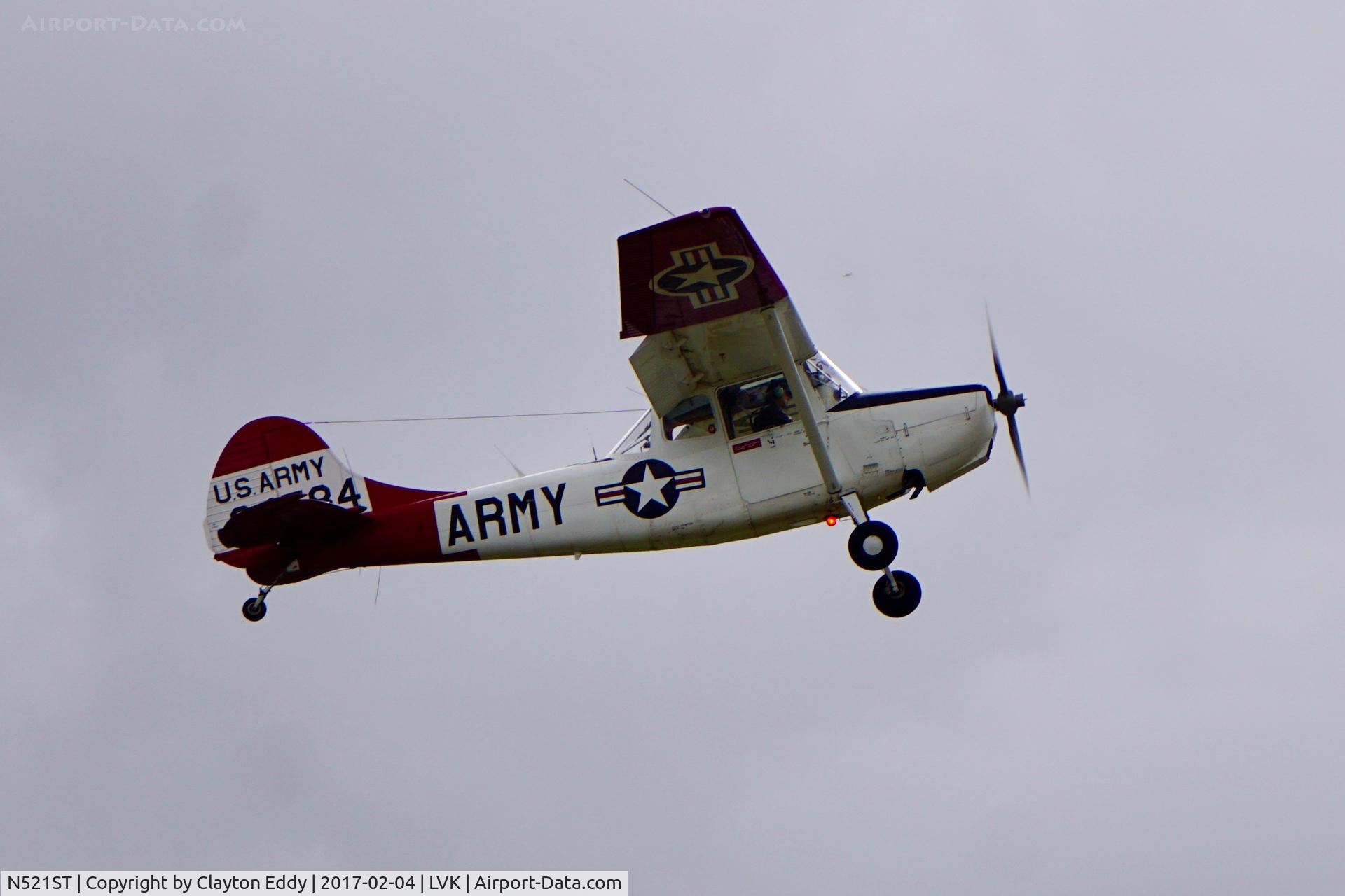 N521ST, Cessna 305C (0-1E) C/N 24584, Livermore Airport 2017.