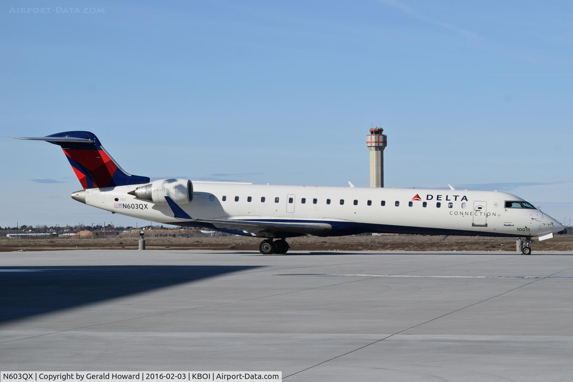 N603QX, 2001 Bombardier CRJ-550 C/N 10011, Parked on the Skywest maintenance ramp.