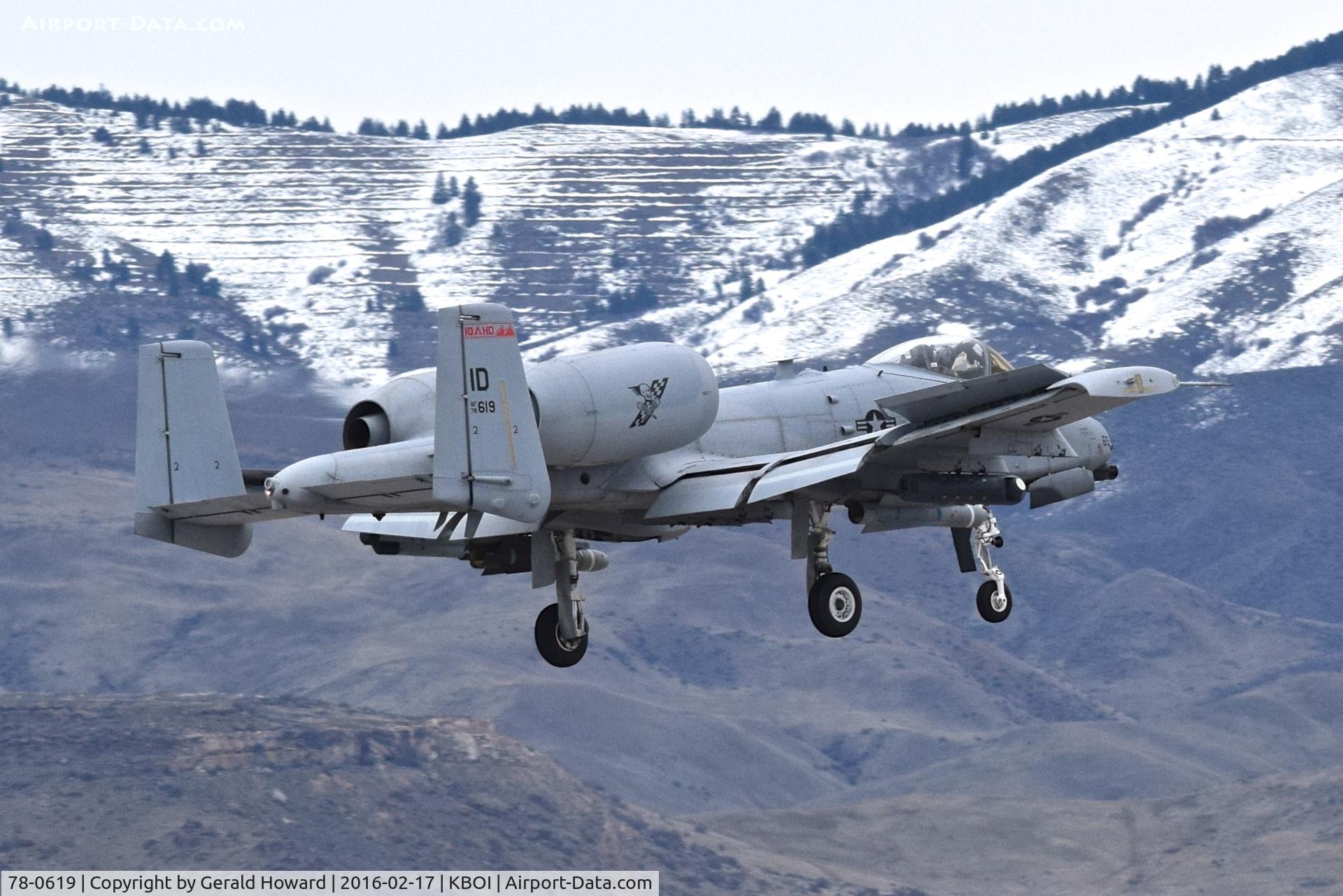 78-0619, 1978 Fairchild Republic A-10C Thunderbolt II C/N A10-0239, On final for RWY 10R. 190th Fighter Sq., 124th Fighter Wing, Idaho ANG.