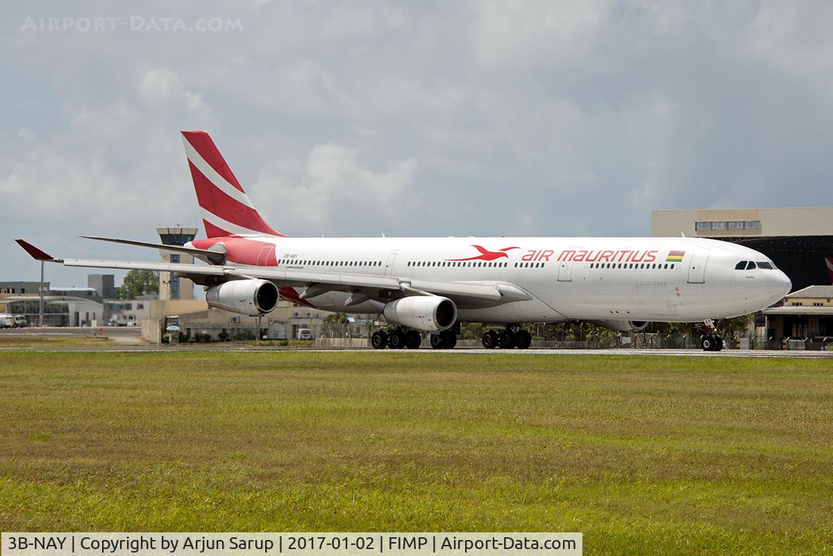 3B-NAY, 1996 Airbus A340-313 C/N 152, 'Cardinal' taxiing out for departure from rwy 14 in the afternoon.