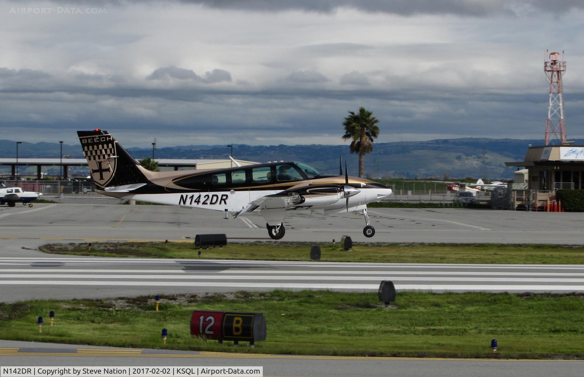 N142DR, 1985 Beech 58 Baron C/N TH-1458, HJ + L Air LLC (Sacramento, CA) operates this very sharp 1985 Beech 58 seen landing @ San Carlos Airport, CA