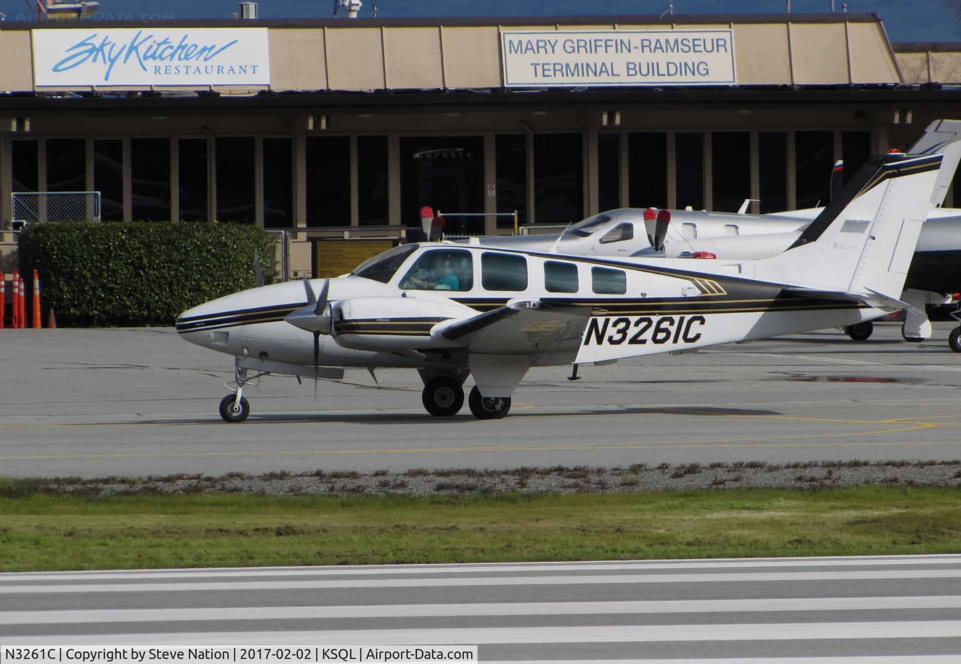 N3261C, 1996 Raytheon Aircraft Company 58 C/N TH-1785, Locally-based 1996 Raytheon 58 Baron taxiing out for take-off @ San Carlos Airport, CA