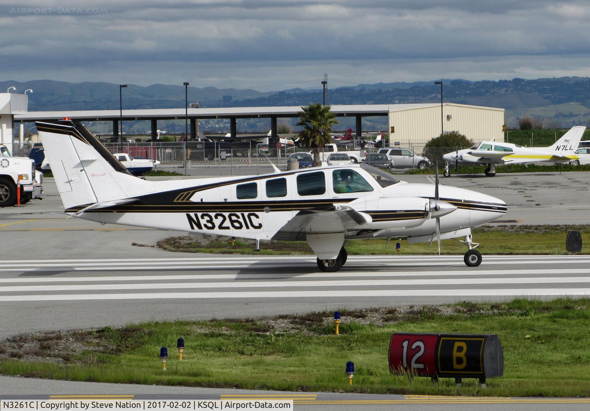 N3261C, 1996 Raytheon Aircraft Company 58 C/N TH-1785, Locally-based 1996 Raytheon 58 Baron holding for take-off @ San Carlos Airport, CA