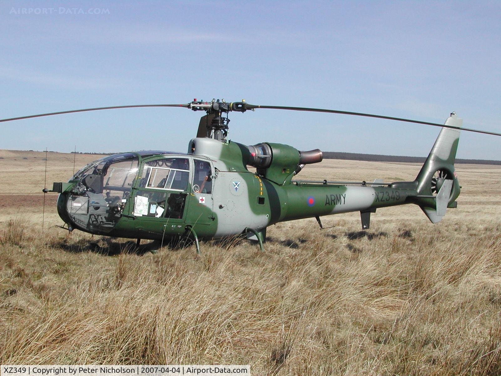 XZ349, 1978 Westland SA-341B Gazelle AH1 C/N 1720, Gazelle AH.1 of 3(V) Flight in action in the Spring of 2007.
