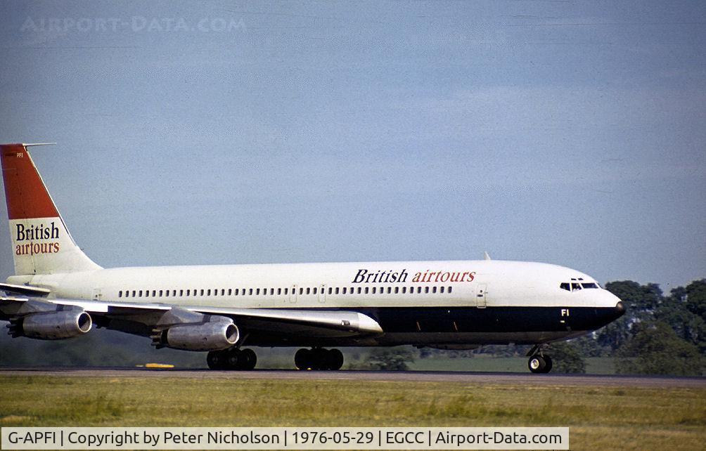 G-APFI, 1960 Boeing 707-436 C/N 17710, Boeing 707-436 of British Airtours as seen at Manchester in May 1976.