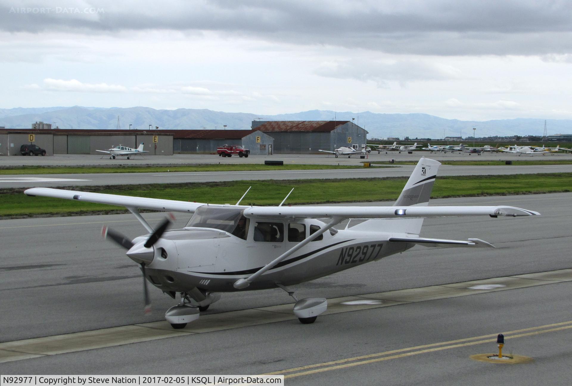 N92977, Cessna T206H Turbo Stationair C/N T20609020, Locally-based 2011 Cessna T206H Stationair taxiing for take-off @ San Carlos Airport, CA