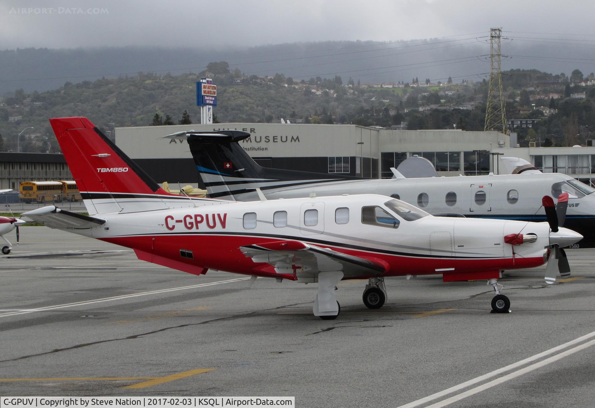 C-GPUV, 2012 Socata TBM-700N C/N 635, Very sharp looking Toyo Pump North America Corp. (Coquitlan, BC) 2012 Socata TBM 700N (aka TBM850) visiting @ San Carlos Airport, CA