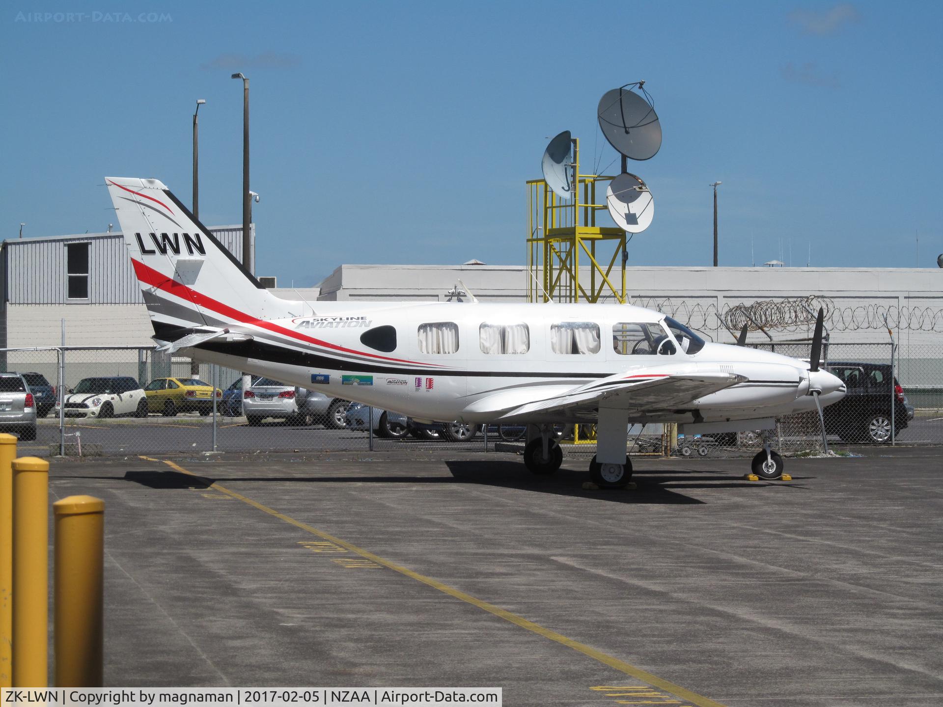 ZK-LWN, Piper PA-31 C/N 31-8112056, at AKL in maintenance area
