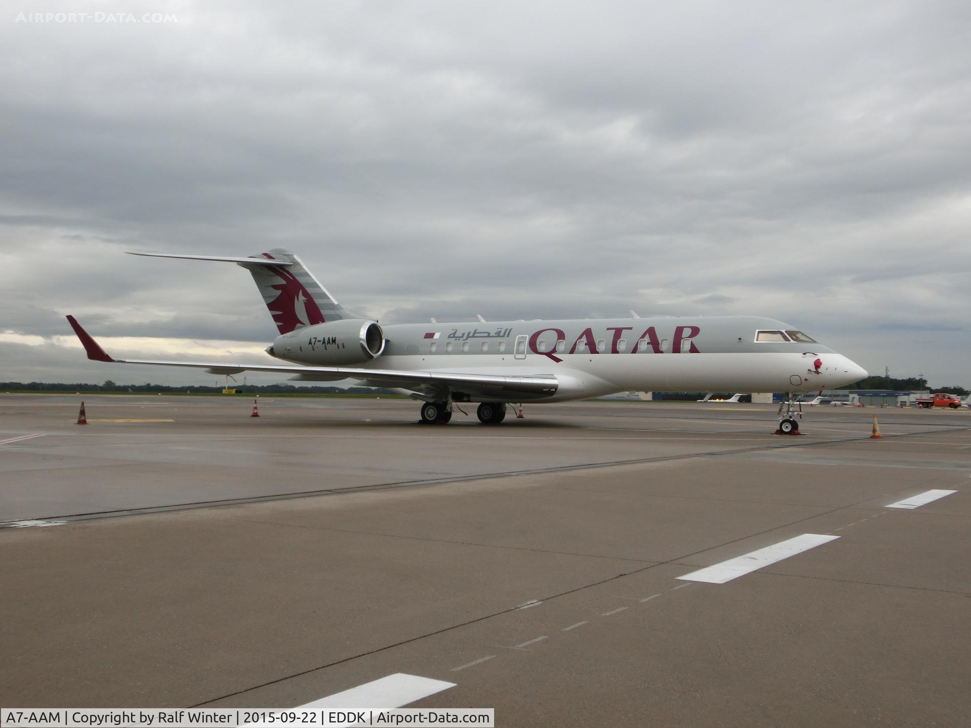A7-AAM, 2003 Bombardier BD-700-1A10 Global Express C/N 9126, Bombardier BD-700-1A10 Global Express - Qatar Amiri Flight - A7-AAM  - 22.09.2015 - CGN