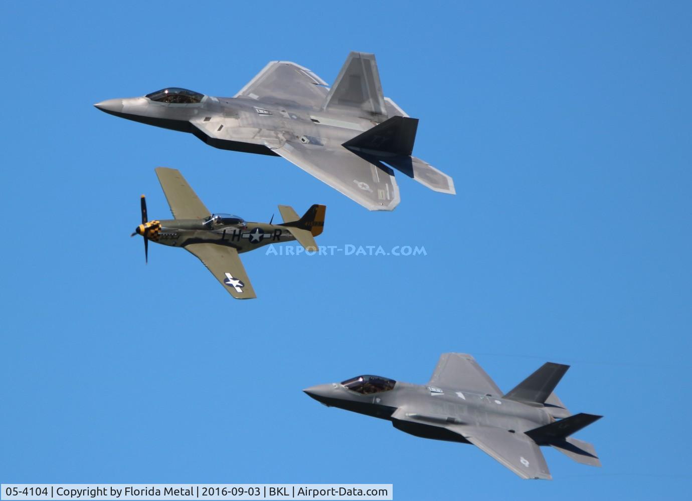 05-4104, 2005 Lockheed Martin F-22A Raptor C/N 4104, Heritage Flight with P-51 and F-35