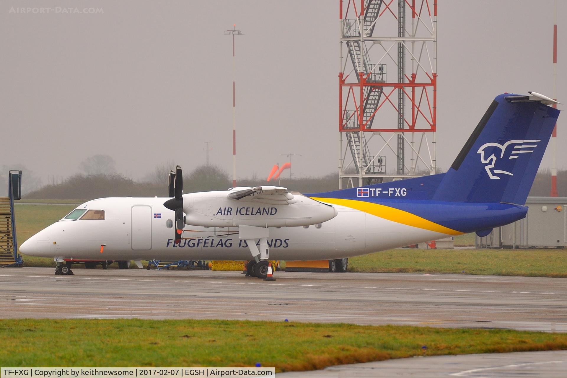 TF-FXG, 1996 De Havilland Canada DHC-8-202Q Dash 8 C/N 445, Waiting to leave following paintwork.