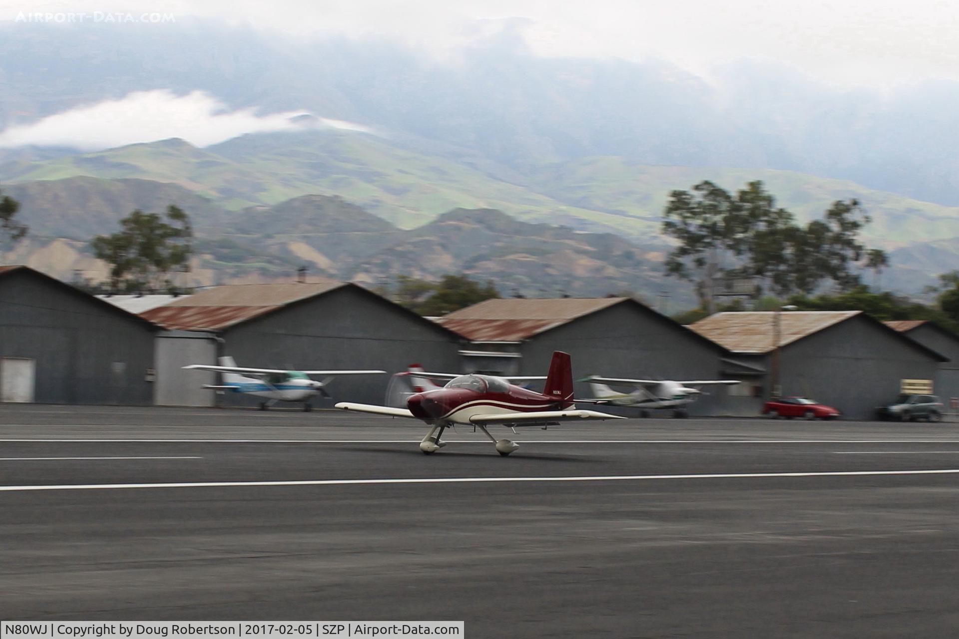 N80WJ, 2014 Vans RV-7A C/N 72575, 2015 Richmond VAN's RV-7A, ECI TITAN IOX-360-A4H1N 191 Hp, landing roll Rwy 22