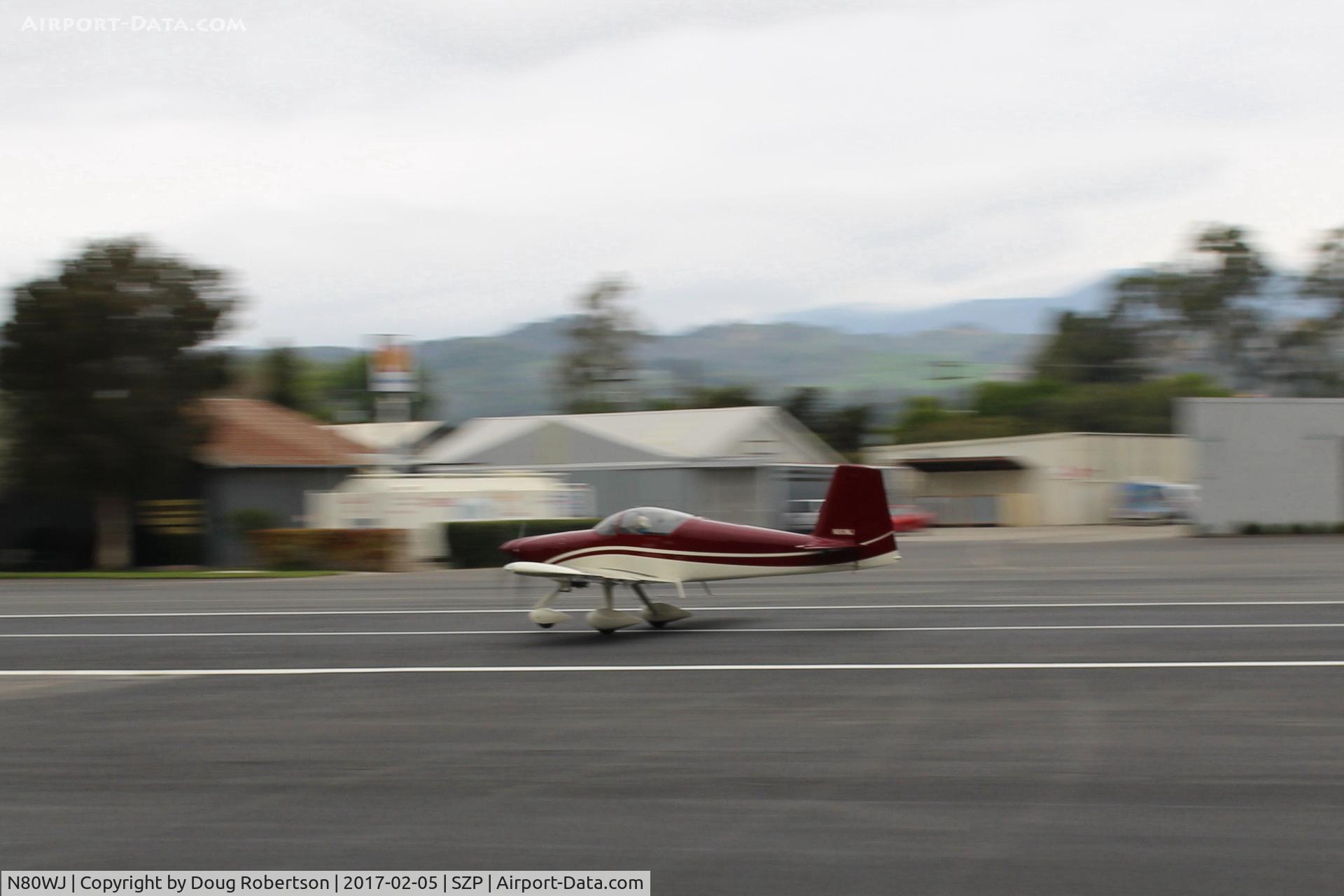 N80WJ, 2014 Vans RV-7A C/N 72575, 2015 Richmond VAN's RV-7A, ECI TITAN IOX-360-A4H1N 191 Hp, takeoff roll Rwy 22