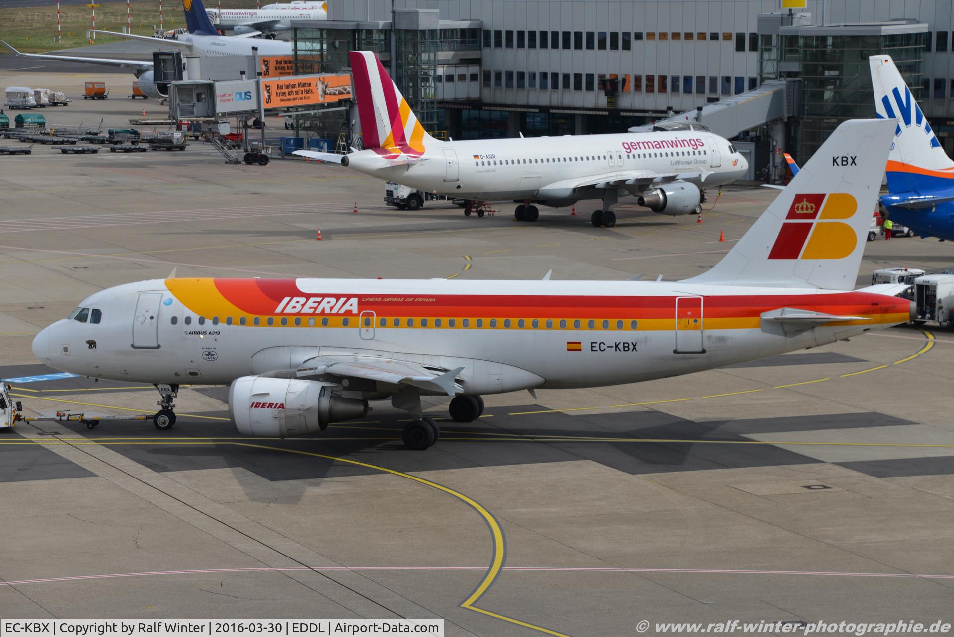 EC-KBX, 2007 Airbus A319-111 C/N 3078, Airbus A319-111 - IB IBE Iberia 'Oso Pardo' - EC-KBX - 30.03.2016 - DUS