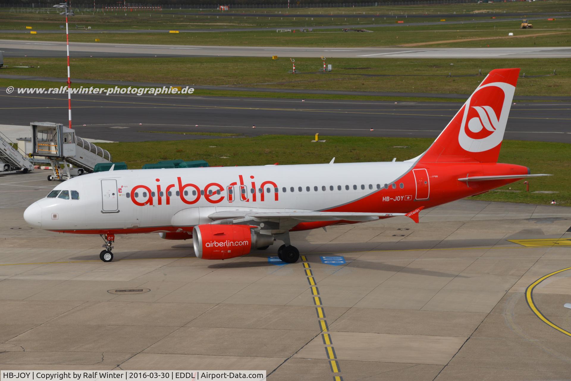 HB-JOY, 2007 Airbus A319-111 C/N 3245, Airbus A319-112 - 4T BHP Belair Airlines opr for Air Berlin AB colours - HB-JOY - 30.03.2016 - DUS