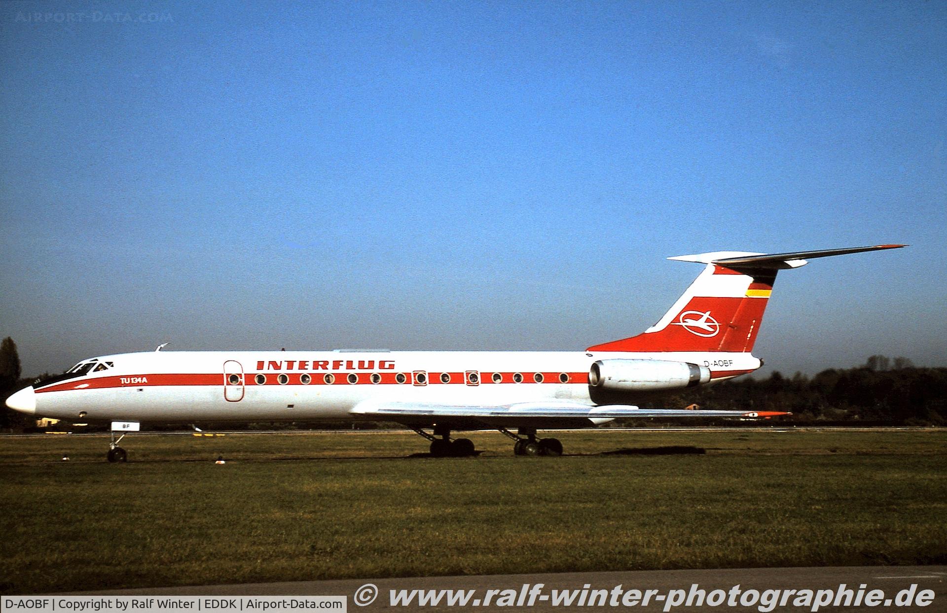 D-AOBF, 1974 Tupolev Tu-134A C/N 4352206, Tupolev Tu-134A - Interflug ex DDR-SCR - D-AOBF - 1990 - CGN
