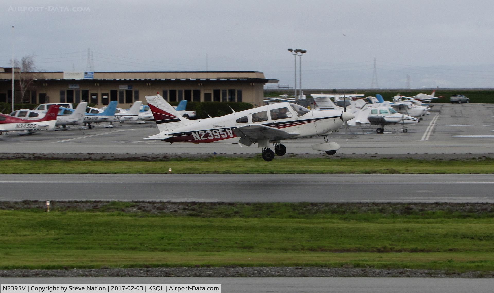 N2395V, 1985 Piper PA-28-181 C/N 28-8590069, Locally-based PA-28-181 Cherokee landing @ San Carlos Airport, CA