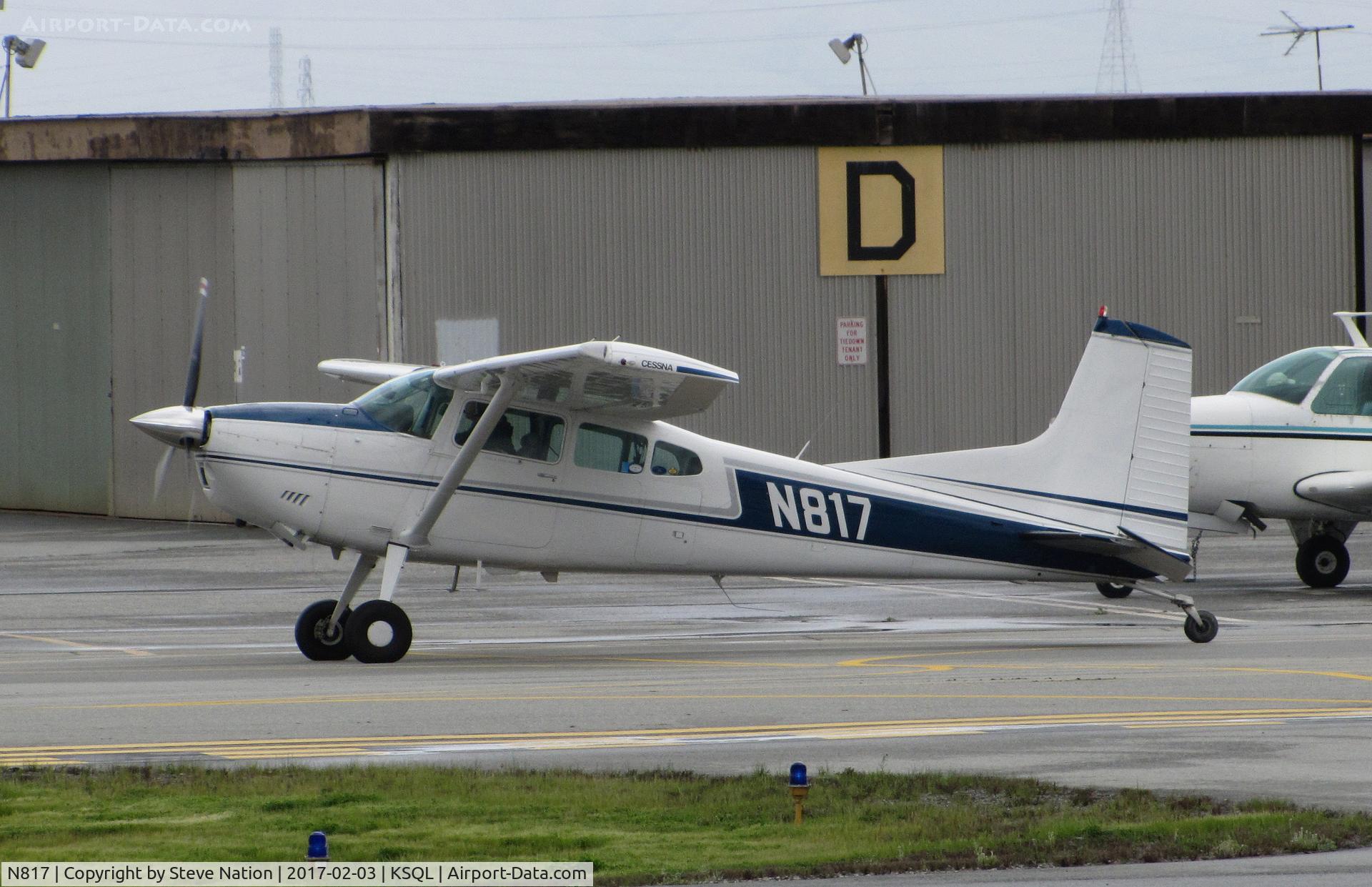 N817, 1977 Cessna 180K Skywagon C/N 18052844, 1977 Cessna 180K Skywagon visiting from Southern California @ San Carlos Airport, CA