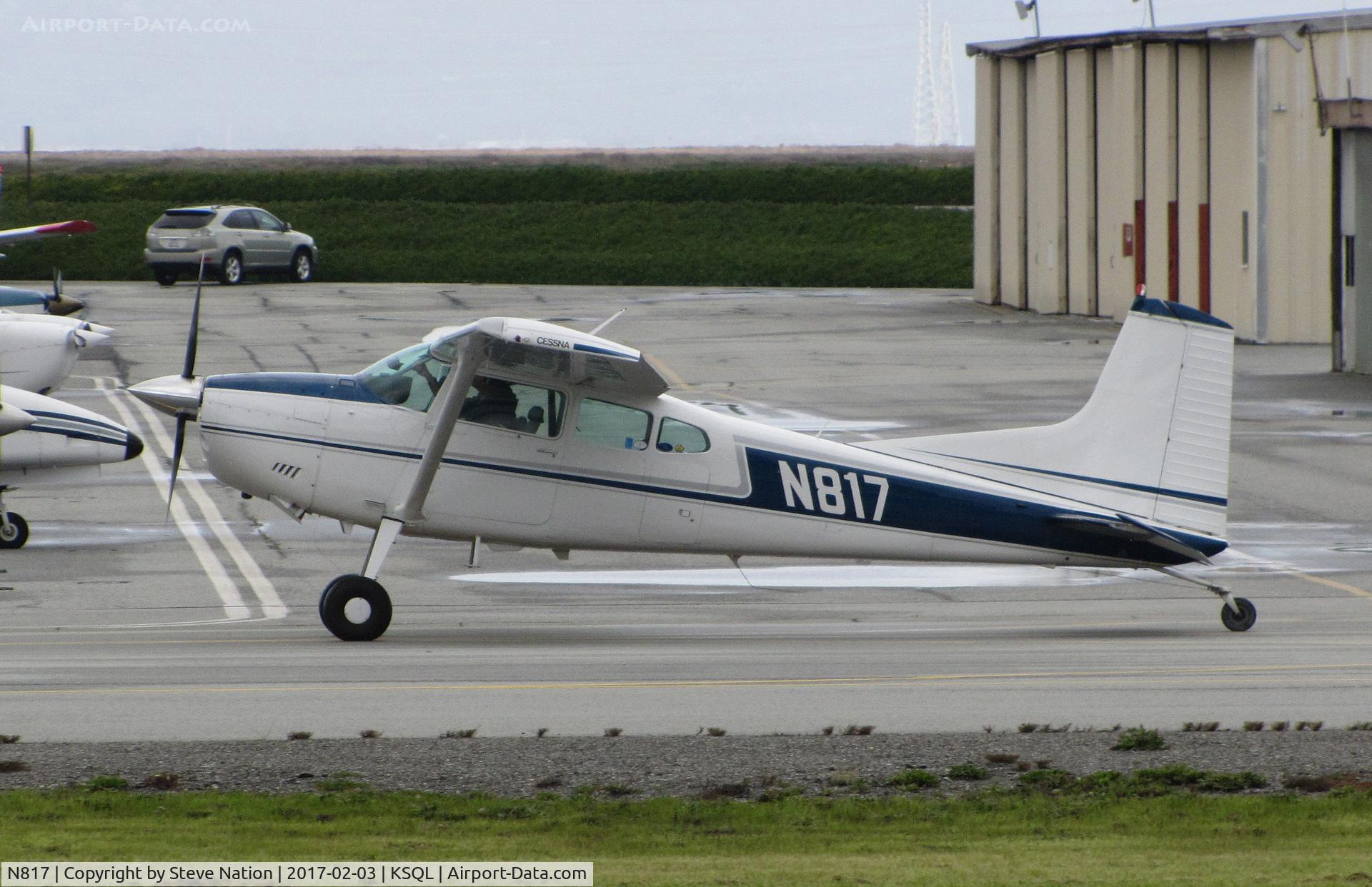 N817, 1977 Cessna 180K Skywagon C/N 18052844, 1977 Cessna 180K Skywagon visiting from Southern California taxiing for take-off @ San Carlos Airport, CA