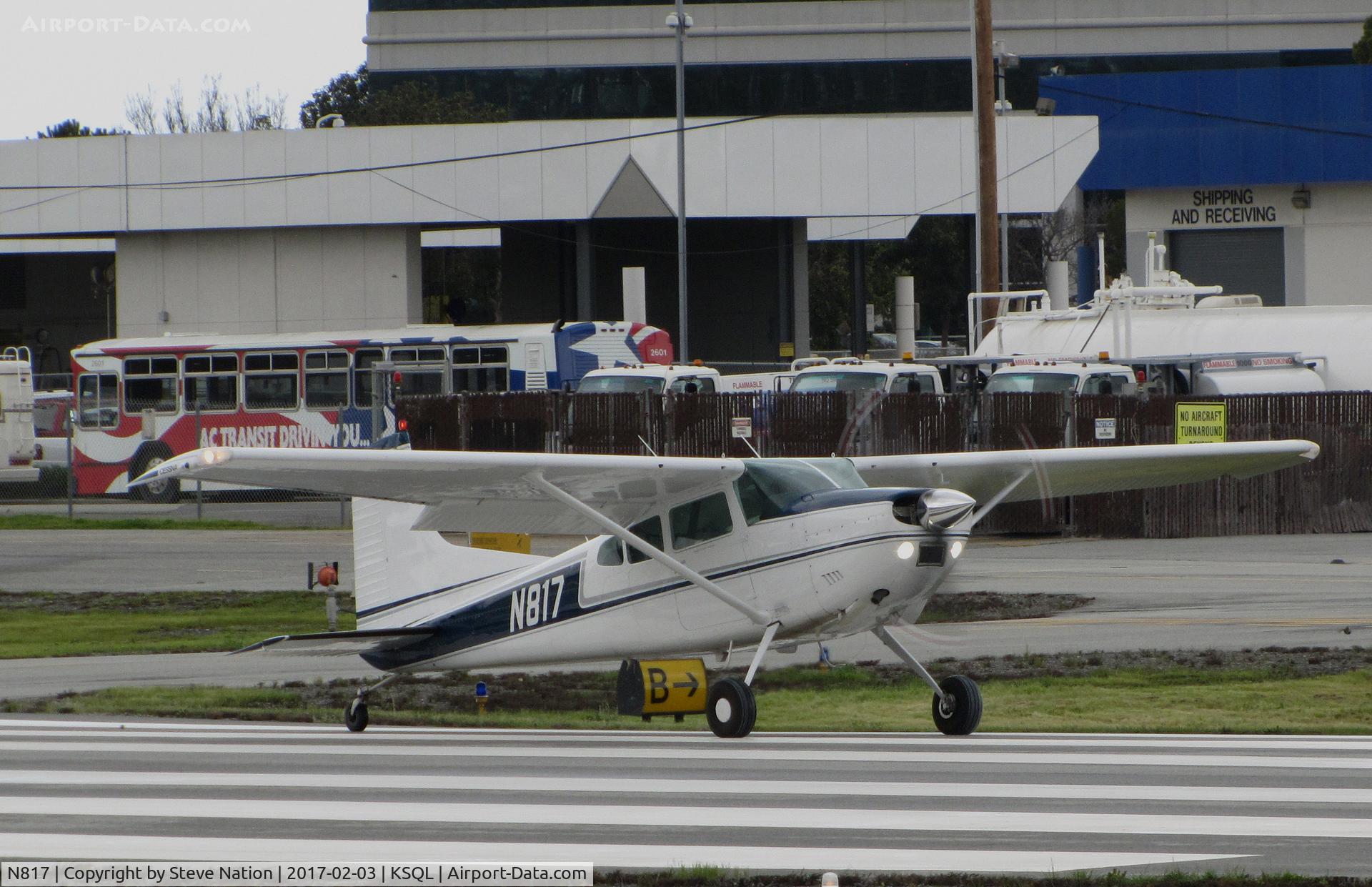 N817, 1977 Cessna 180K Skywagon C/N 18052844, 1977 Cessna 180K Skywagon visiting from Southern California rolling for take-off @ San Carlos Airport, CA