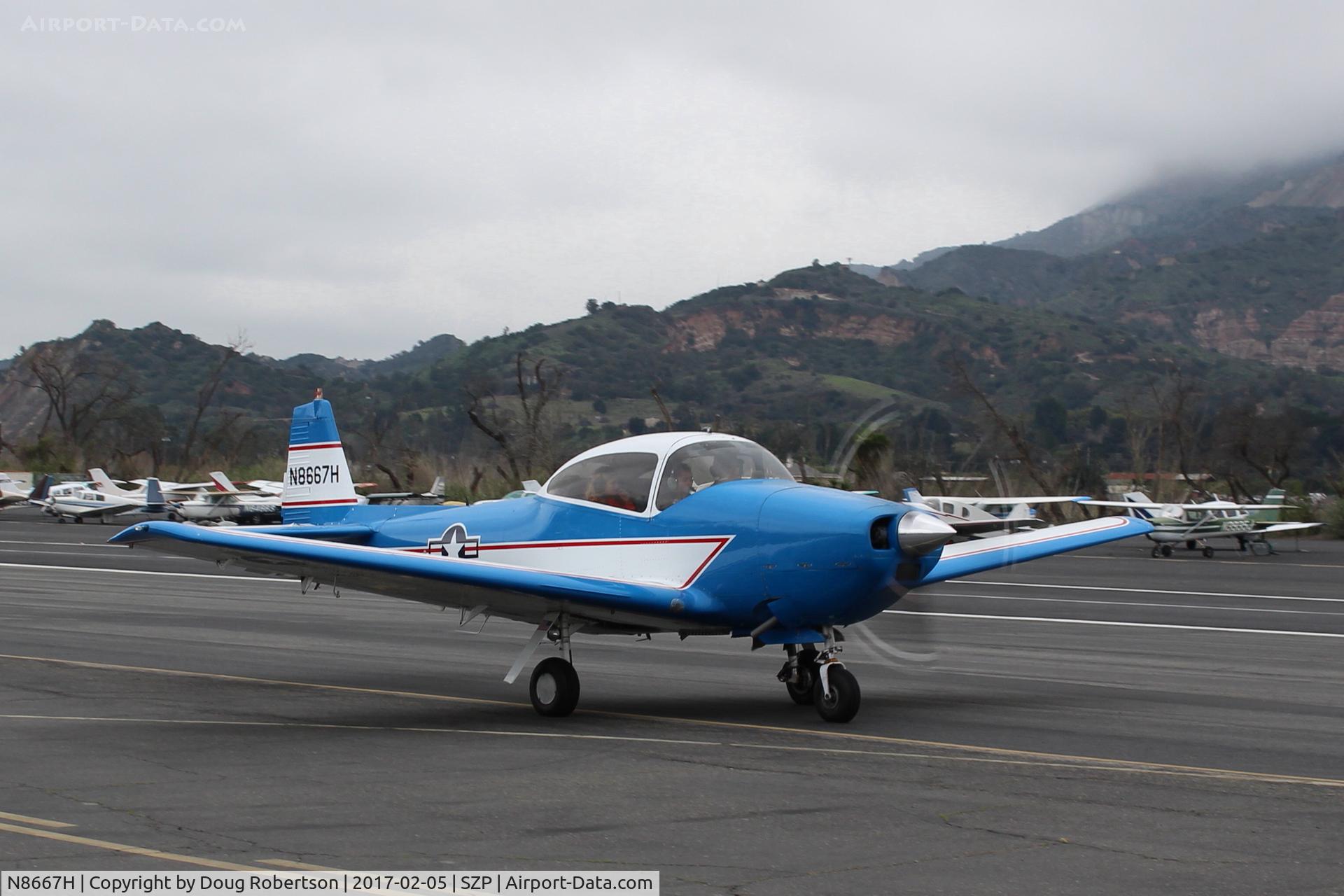 N8667H, 1947 North American Navion C/N NAV-4-667, 1947 North American NAVION, Continental IO-520 285 Hp upgrade, taxi to Runway 04, Young Eagles flight