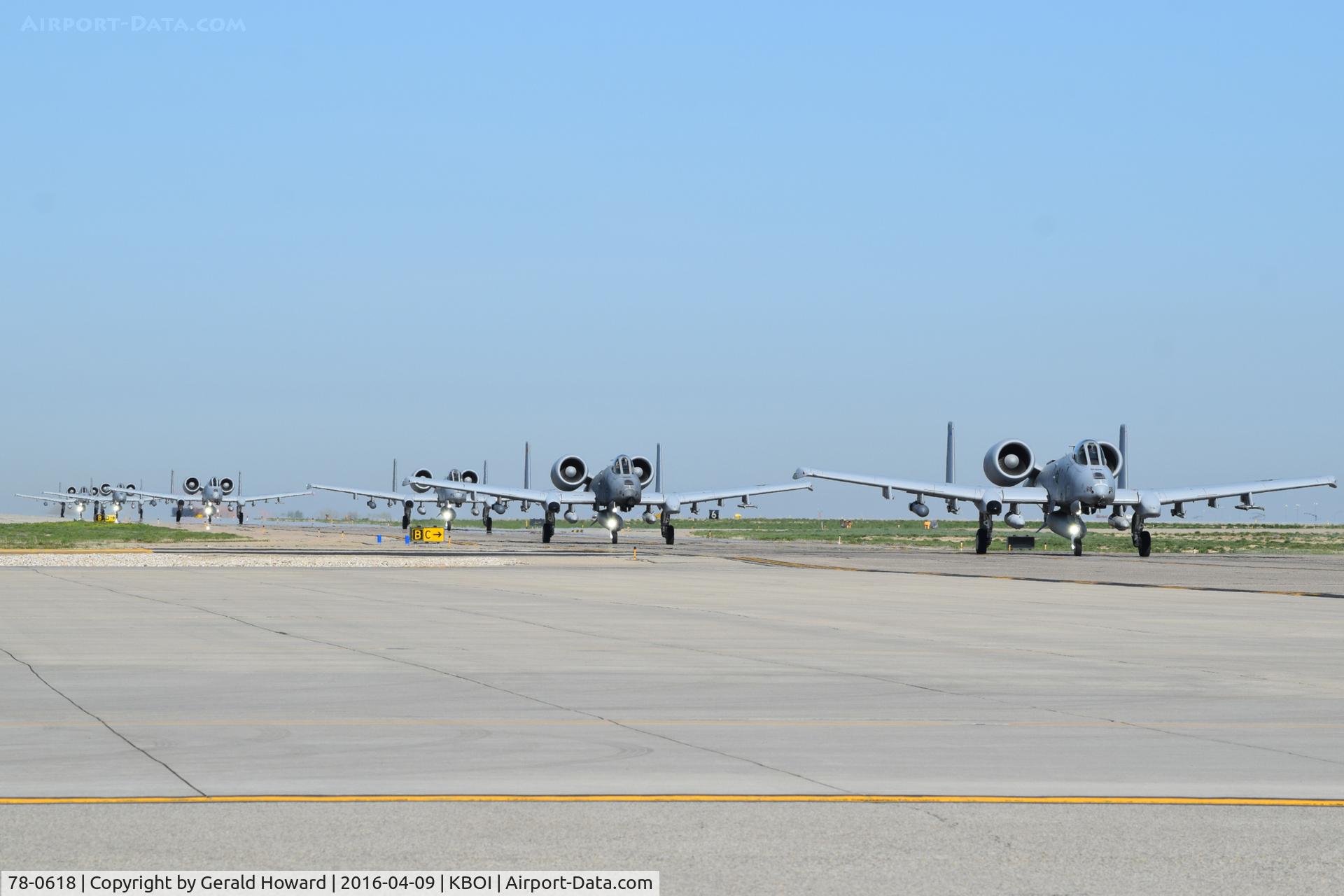 78-0618, 1978 Fairchild Republic A-10C Thunderbolt II C/N A10-0238, Leading six other A-10Cs for Middle East deployment. 190th Fighter Sq., 124th Fighter Wing, Idaho ANG.